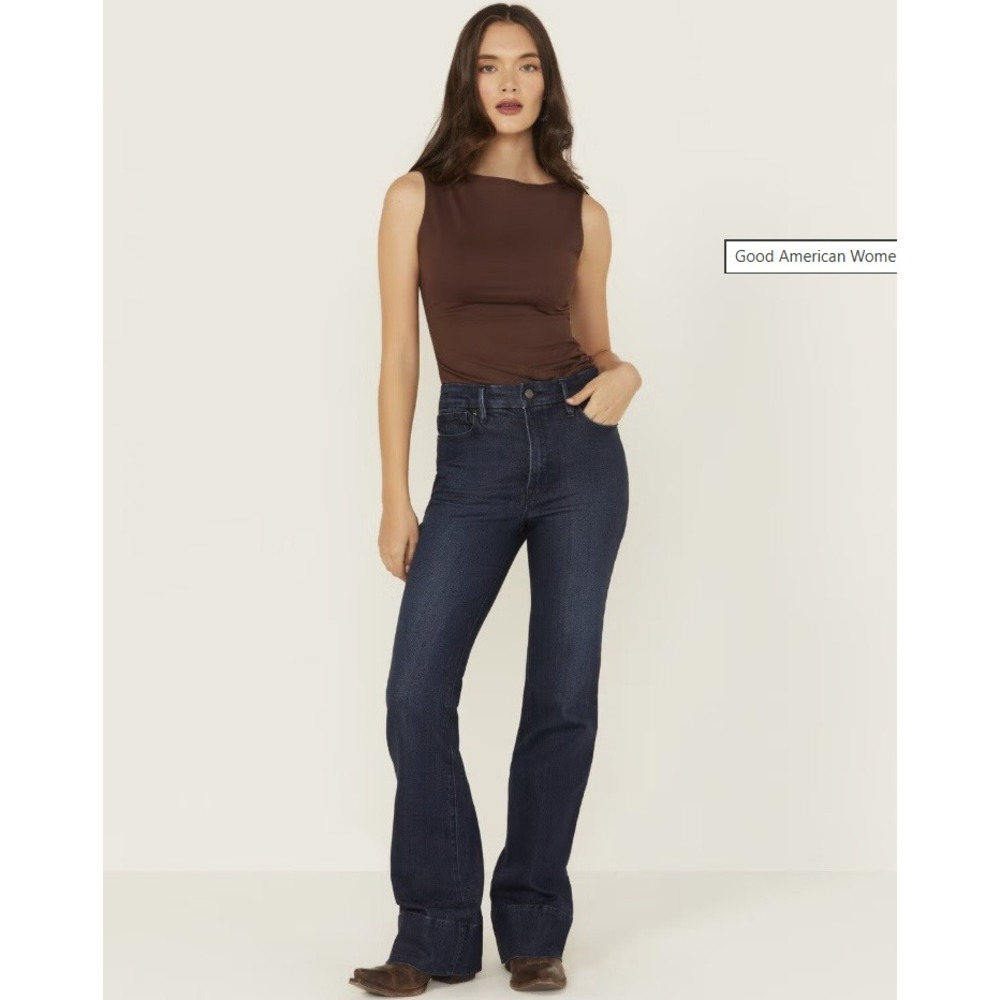 235 Good American Good Classic Bootcut Jeans High Rise Indigo Blue Size 16